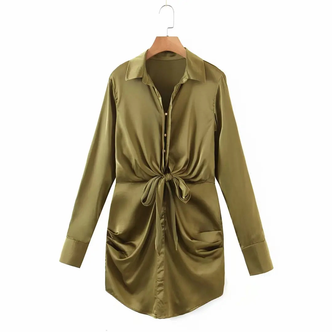mini dress summer long sleeves women irregularity pleated vocation style loose white shirtdress nowadaysfashion