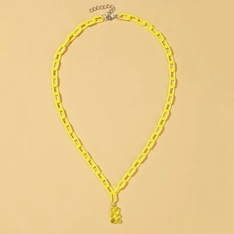Candy Color Gummy Mini Bear Cartoon Necklace for Women Girls Birthday Jewelry Gifts nowadaysfashion