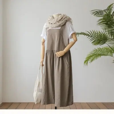Spring and Summer Sleeveless Robe Dress Ladies Dress Plus Size XL- 5XL Cotton Linen Wome nowadaysfashion