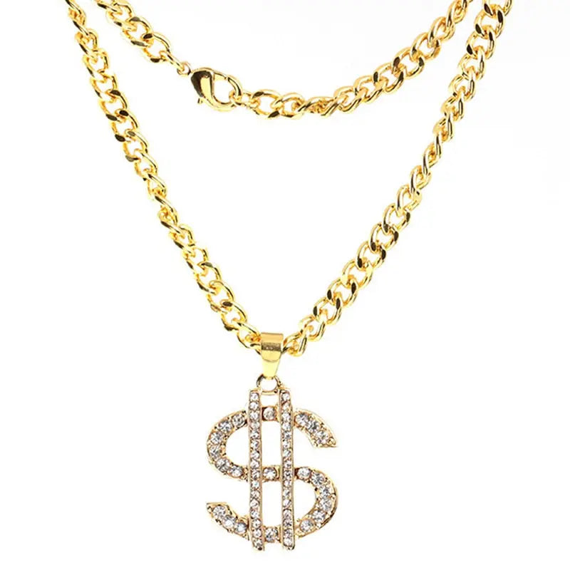 Hip Hop Rap Gold Color US Dollar Pendant Necklace Chain Accessories nowadaysfashion