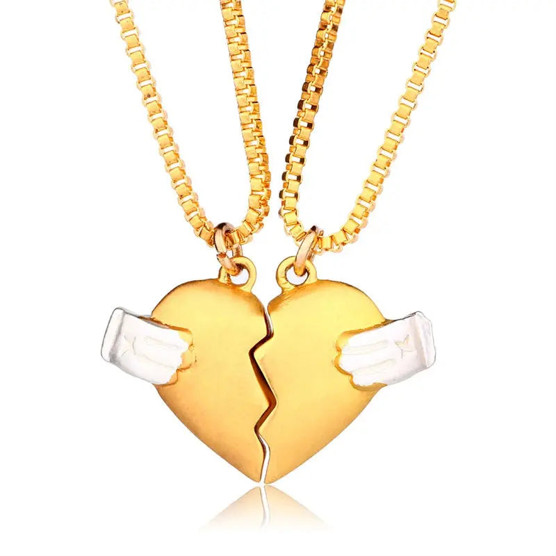 2Pcs Lovers Matching Heart Pendant Couple Magnetic Heart Pendant Necklace Couple Jewelry nowadaysfashion