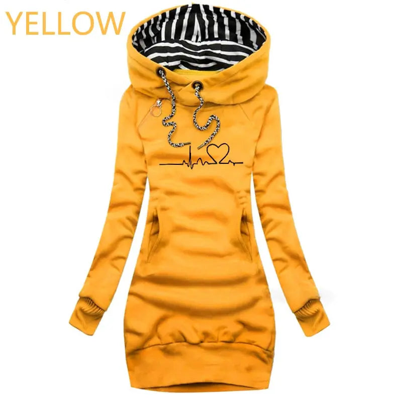 Autumn and Winter Women Dresses Long Sleeve Hoodie Dress for Women Pullover Hooded Dresses nowadaysfashion