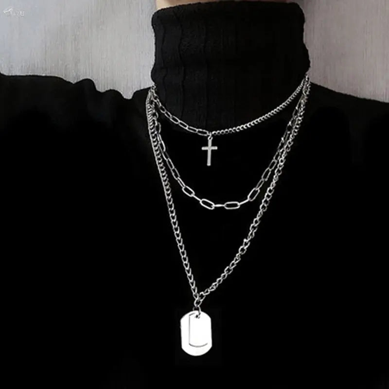 Goth Streetwear Necklaces Grunge Cross Pendants Neck Chain Indie Jewelry nowadaysfashion