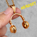 Headset Earphone Gold Mens Long Necklaces Pendants Chain Hip Hop for Boy Male Creativity Gift nowadaysfashion