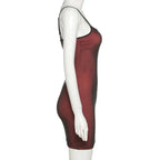 Mesh Double Layer Sexy Skinny Dress Women Sleeveless Party Bodycon 2022 Bandage Elastic Split Slim Outfit nowadaysfashion