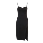Women's Dresses Chain Strapless Sleeveless Solid Basic Split Knee-Length Bodycon 2022 nowadaysfashion