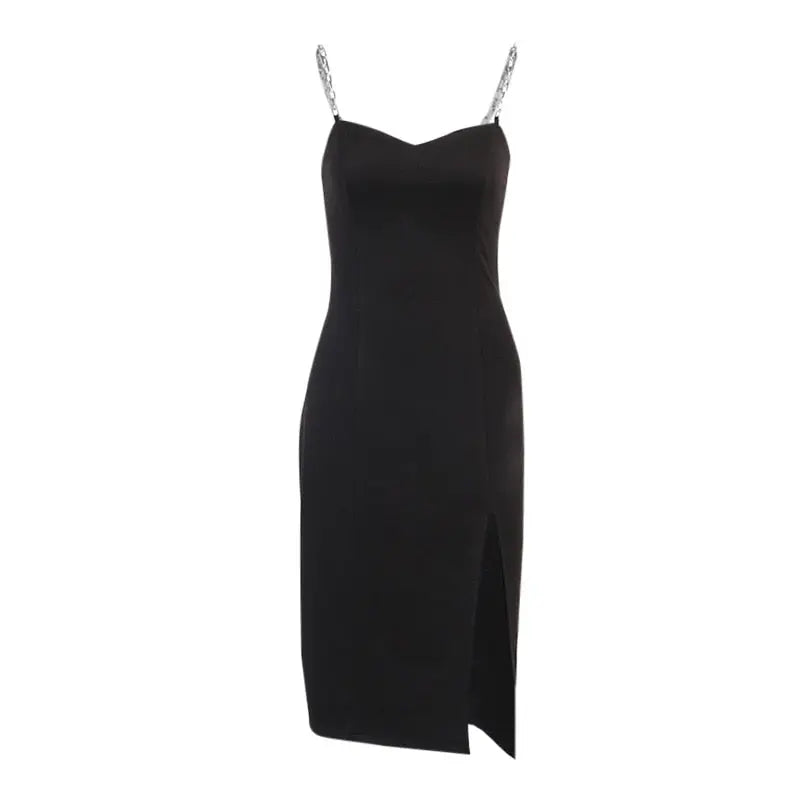 Women's Dresses Chain Strapless Sleeveless Solid Basic Split Knee-Length Bodycon 2022 nowadaysfashion