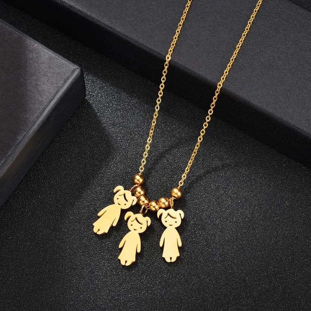 Personalized Boy Girl Kids Pendant Necklace Women Child Engraved Name Date Family Jewelry nowadaysfashion