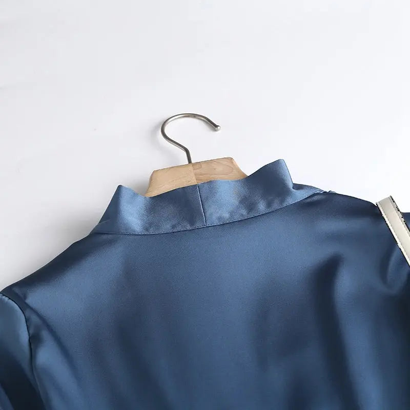 Autumn Fashion Women Elegant Satin Dress Long Sleeve Office Ladies Midi Dress nowadaysfashion