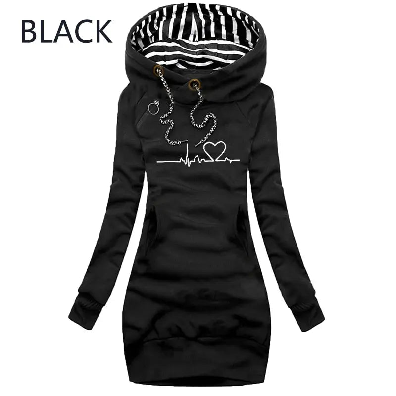 Autumn and Winter Women Dresses Long Sleeve Hoodie Dress for Women Pullover Hooded Dresses nowadaysfashion