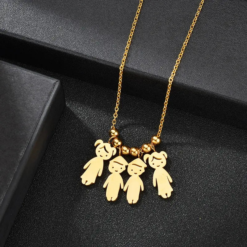 Personalized Boy Girl Kids Pendant Necklace Women Child Engraved Name Date Family Jewelry nowadaysfashion