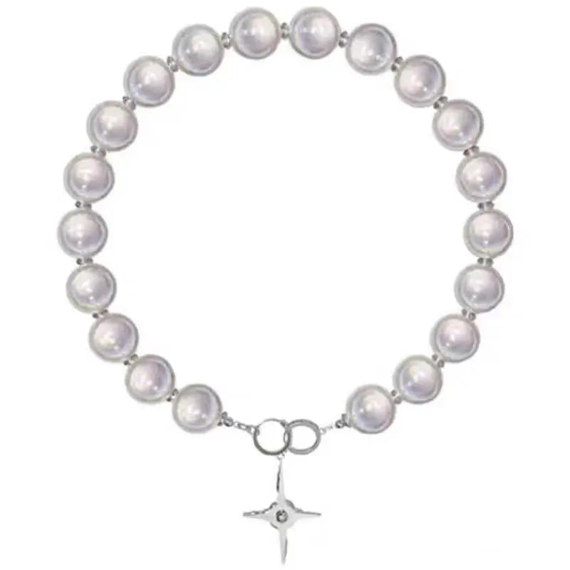 Luminous Beads Pearl Stitching Necklace Choker Cross Pendant Clavicle Sweet Party Jewelry nowadaysfashion