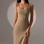 Women's Dresses Chain Strapless Sleeveless Solid Basic Split Knee-Length Bodycon 2022 nowadaysfashion