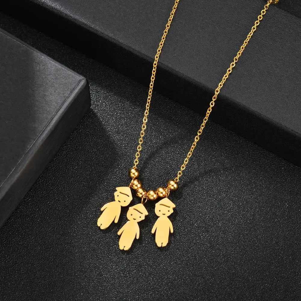 Personalized Boy Girl Kids Pendant Necklace Women Child Engraved Name Date Family Jewelry nowadaysfashion