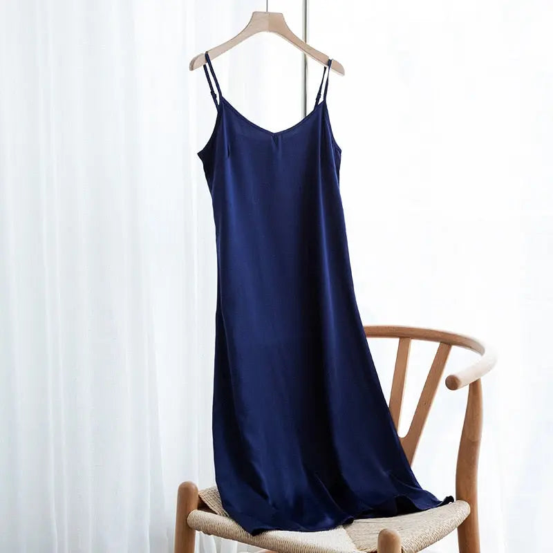 Women'S Dress Summer Spaghetti Satin Long Party Dresses For New Year 2022 Midi Robe Plus Size nowadaysfashion