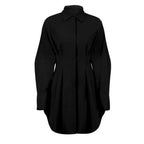 Autumn Winter Bodycon Dress Women Long Sleeve Khaki Pleated Shirt Midi Dresss nowadaysfashion