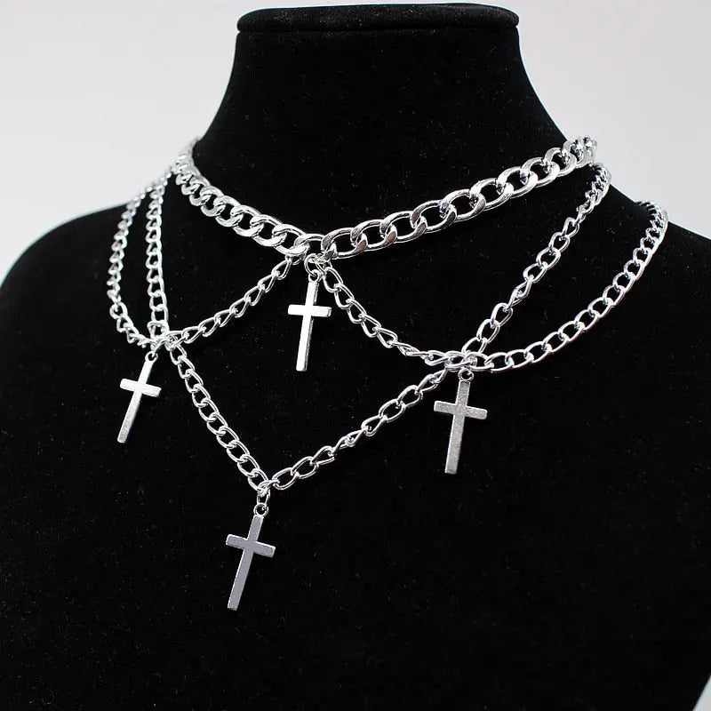 Goth Streetwear Necklaces Grunge Cross Pendants Neck Chain Indie Jewelry nowadaysfashion