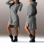 Woman Sweatshirt Dress Hoodies Autumn Sports Casual Long Sleeve Split Sweatshirt Hooded Dress nowadaysfashion