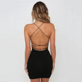 Summer Women Sexy Plain Solid Color Bandage Mini Dress Elegant Backless Sleeveless Bodycon nowadaysfashion