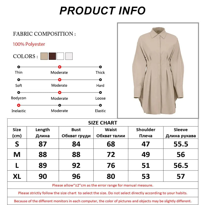 Autumn Winter Bodycon Dress Women Long Sleeve Khaki Pleated Shirt Midi Dresss nowadaysfashion
