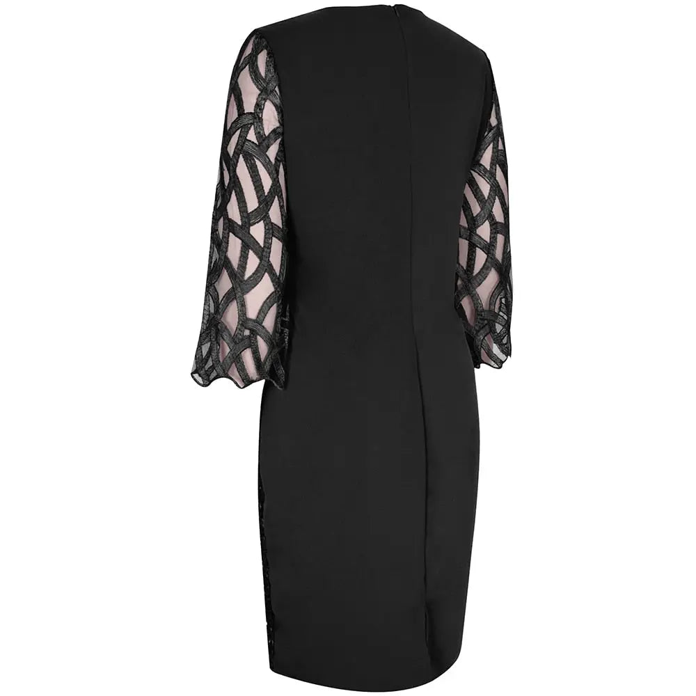 Elegant Sequin Evening Party Dresses 2022 Spring Mesh Patchwork Casual Midi Dress nowadaysfashion