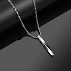 Black Rectangle Pendant Necklace Men Stainless Steel Chain Men Necklace Jewelry nowadaysfashion
