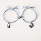 2Pcs/ Set Cartoon Magnetic Couple Bracelets with Moon Robots Pendant nowadaysfashion