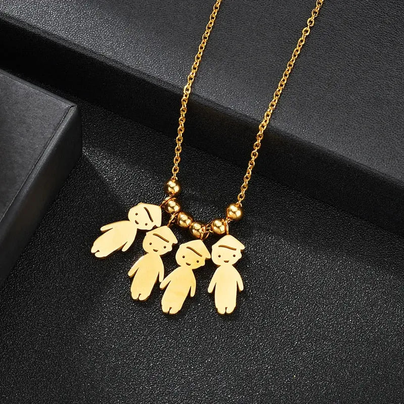 Personalized Boy Girl Kids Pendant Necklace Women Child Engraved Name Date Family Jewelry nowadaysfashion