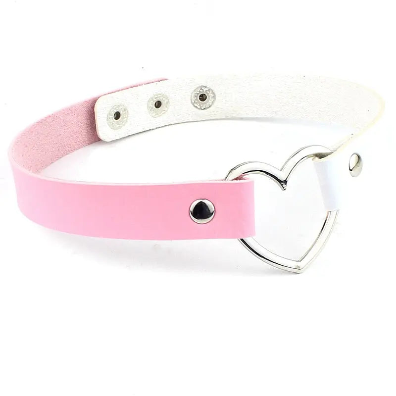 New Punk Gothic PU Leather Choker Chain Heart Buckle Collar Necklace nowadaysfashion