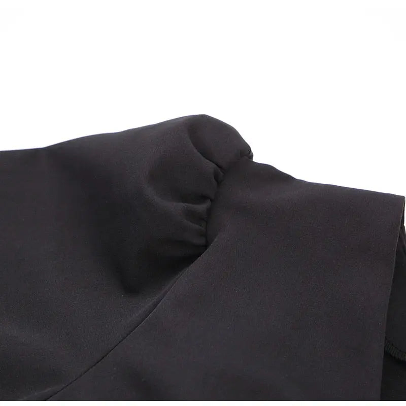 black short sleeve summer women dress 2022 Sexy V-neck solid High Street dress A-line mini Vestido nowadaysfashion