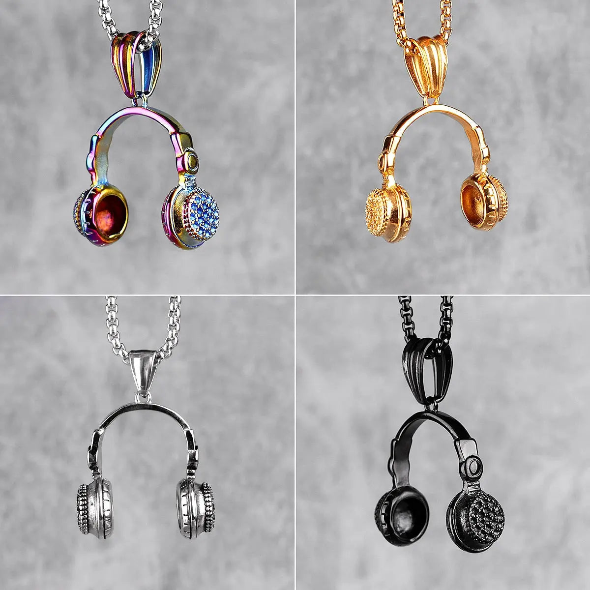 Headset Earphone Gold Mens Long Necklaces Pendants Chain Hip Hop for Boy Male Creativity Gift nowadaysfashion
