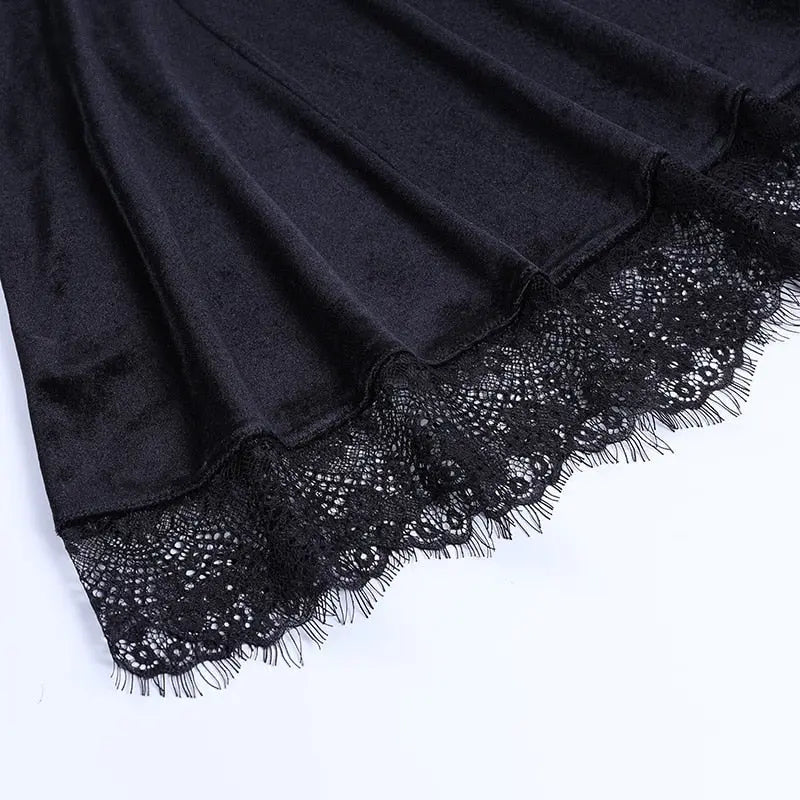 Goth Cross Sexy Purple Dress Vintage Velvet A Line Lolita Dress Aesthetic Gothic nowadaysfashion