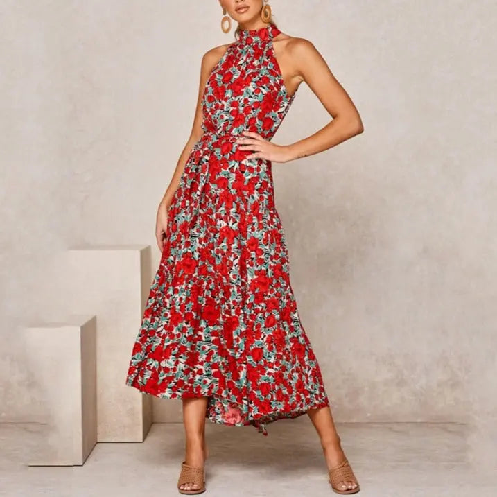 Summer Long Dress Polka Dot Casual Dresses Black Sexy Halter Strapless Sundress Vacation nowadaysfashion