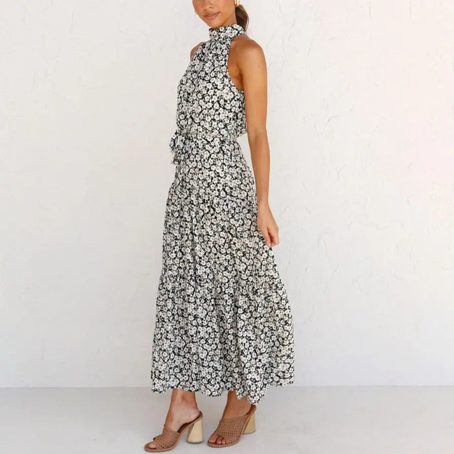 Summer Long Dress Polka Dot Casual Dresses Black Sexy Halter Strapless Sundress Vacation nowadaysfashion