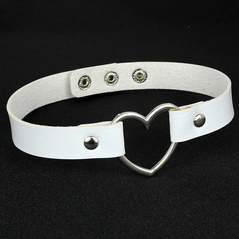 New Punk Gothic PU Leather Choker Chain Heart Buckle Collar Necklace nowadaysfashion
