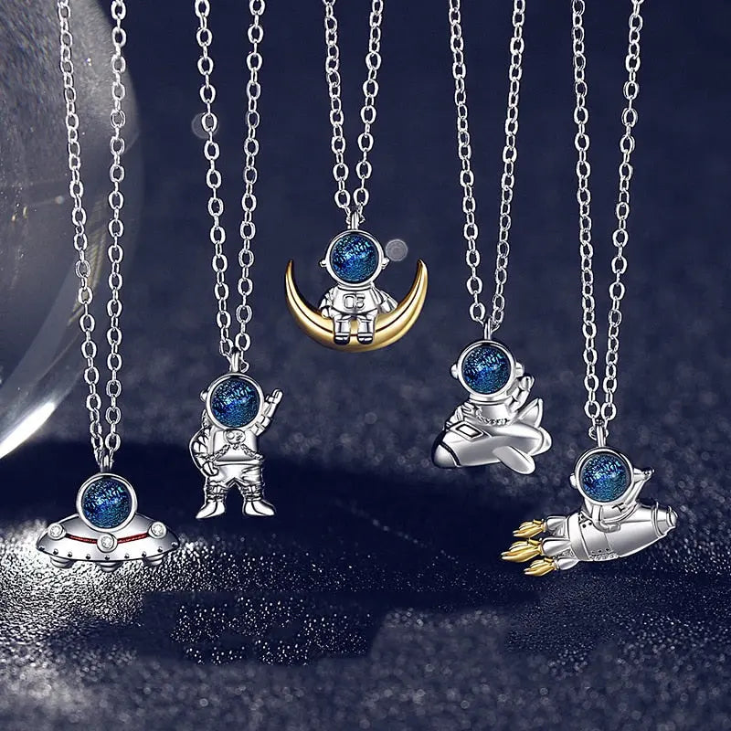 Spaceman Moon Couples Necklace Milky Way Space Pendant Necklaces Jewelry nowadaysfashion