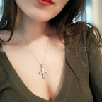 Luxury Women White Crystal Pendant Necklace Charm Silver Color Chain Necklace nowadaysfashion