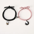 2Pcs/ Set Cartoon Magnetic Couple Bracelets with Moon Robots Pendant nowadaysfashion