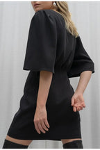 black short sleeve summer women dress 2022 Sexy V-neck solid High Street dress A-line mini Vestido nowadaysfashion