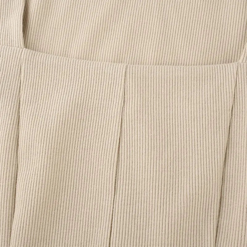 Square Neck Ribbed Black Dress Female Knitted Side Split Bodycon Dress Long Sleeve Mini Dresses nowadaysfashion