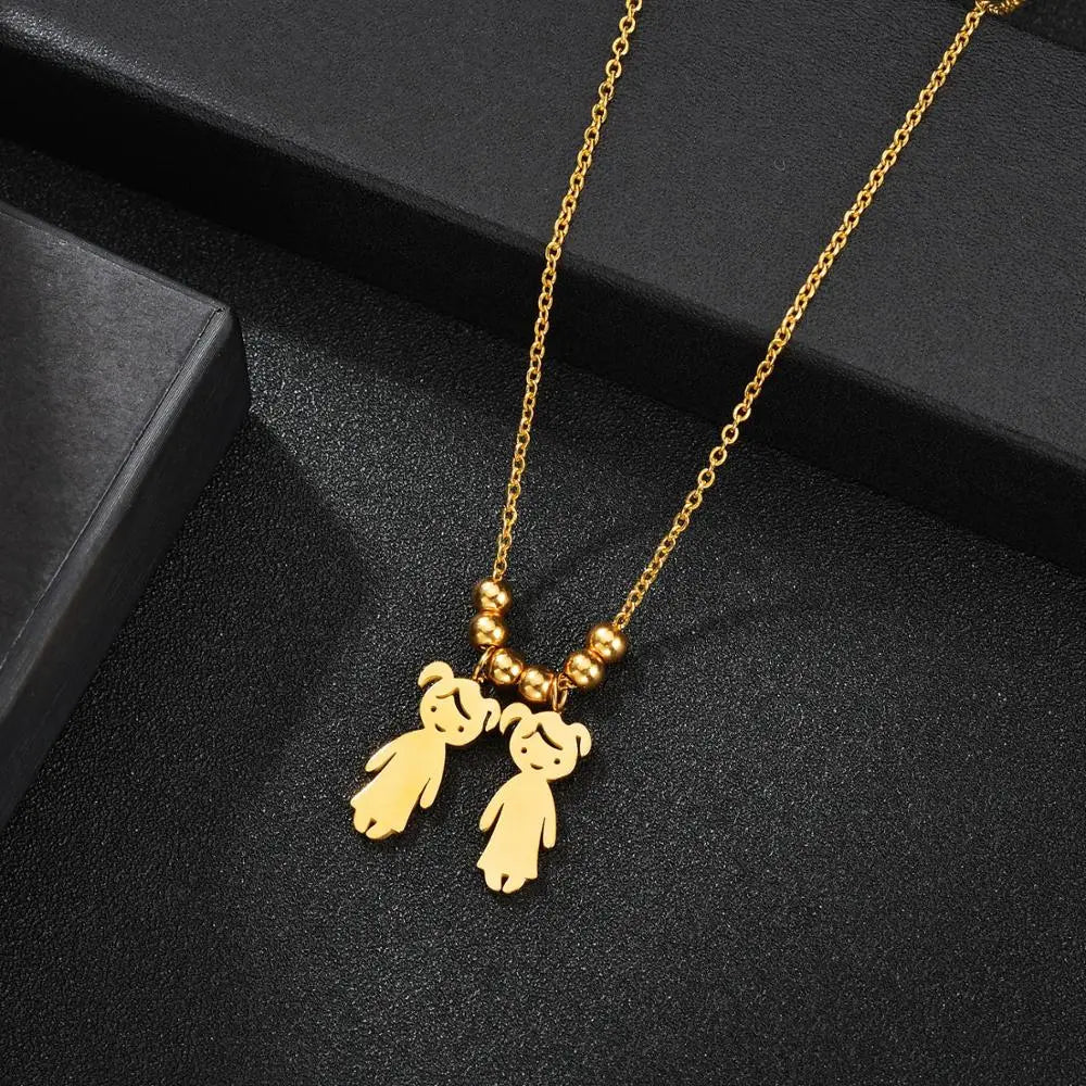 Personalized Boy Girl Kids Pendant Necklace Women Child Engraved Name Date Family Jewelry nowadaysfashion