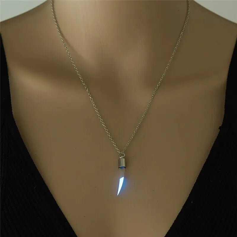 Chili Clavicle Chain Luminous Stone Metal Tooth Pendant Men and Women Personality Gift nowadaysfashion