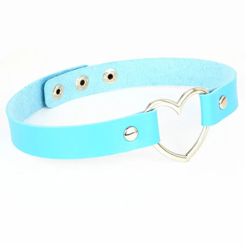 New Punk Gothic PU Leather Choker Chain Heart Buckle Collar Necklace nowadaysfashion