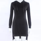 Woman Sweatshirt Dress Hoodies Autumn Sports Casual Long Sleeve Split Sweatshirt Hooded Dress nowadaysfashion