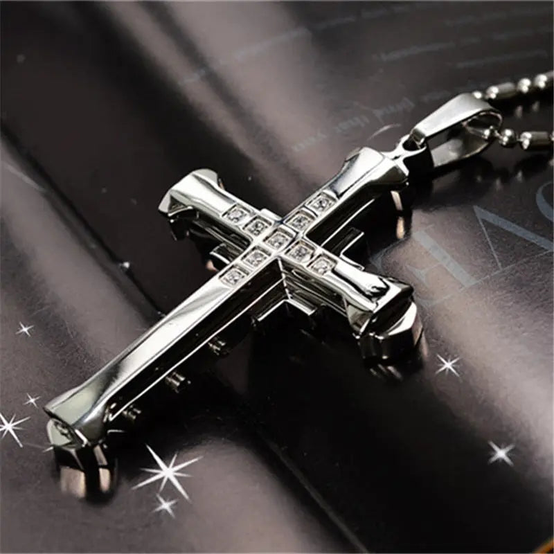 Black Rectangle Pendant Necklace Men Stainless Steel Chain Men Necklace Jewelry nowadaysfashion