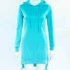 Woman Sweatshirt Dress Hoodies Autumn Sports Casual Long Sleeve Split Sweatshirt Hooded Dress nowadaysfashion