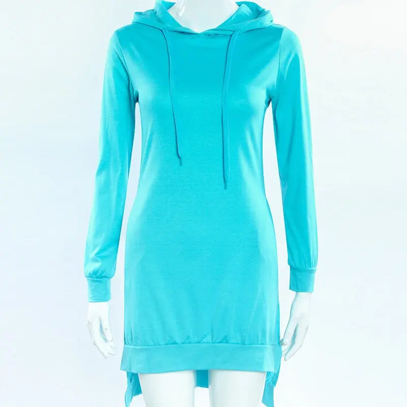 Woman Sweatshirt Dress Hoodies Autumn Sports Casual Long Sleeve Split Sweatshirt Hooded Dress nowadaysfashion