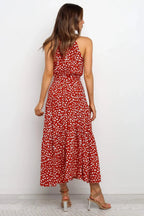 Summer Long Dress Polka Dot Casual Dresses Black Sexy Halter Strapless Sundress Vacation nowadaysfashion