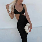 Strap Sexy Backless Maxi Dress Summer Holiday Women Dresses Hollow Out Dress Sundress nowadaysfashion