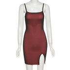 Mesh Double Layer Sexy Skinny Dress Women Sleeveless Party Bodycon 2022 Bandage Elastic Split Slim Outfit nowadaysfashion